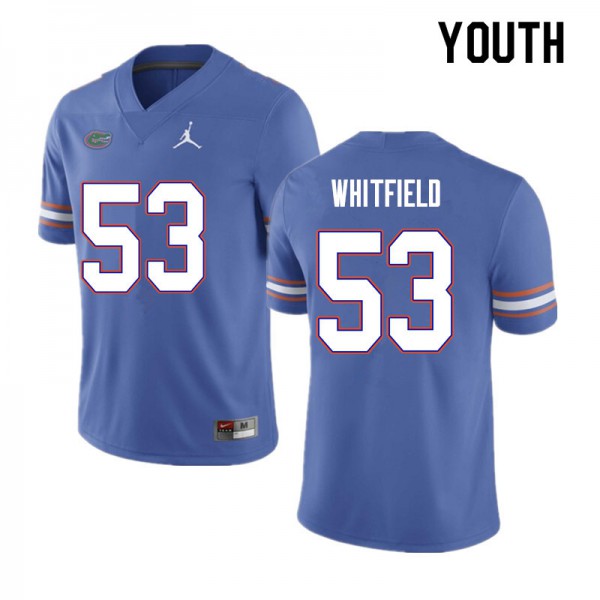 Youth #53 Chase Whitfield Florida Gators College Football Jerseys Blue